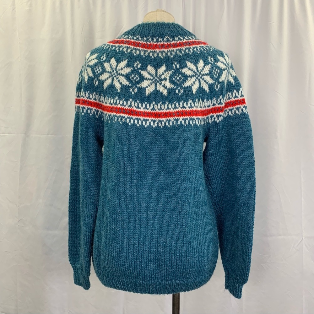 Hand Knit Fair Isle-style Snowflake Sweater - Picture 7 of 8